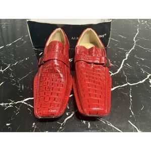 Alberto Fellini Santino Cro Mens Sz 12 Crocodile Print Loafers Slip On/Buckle